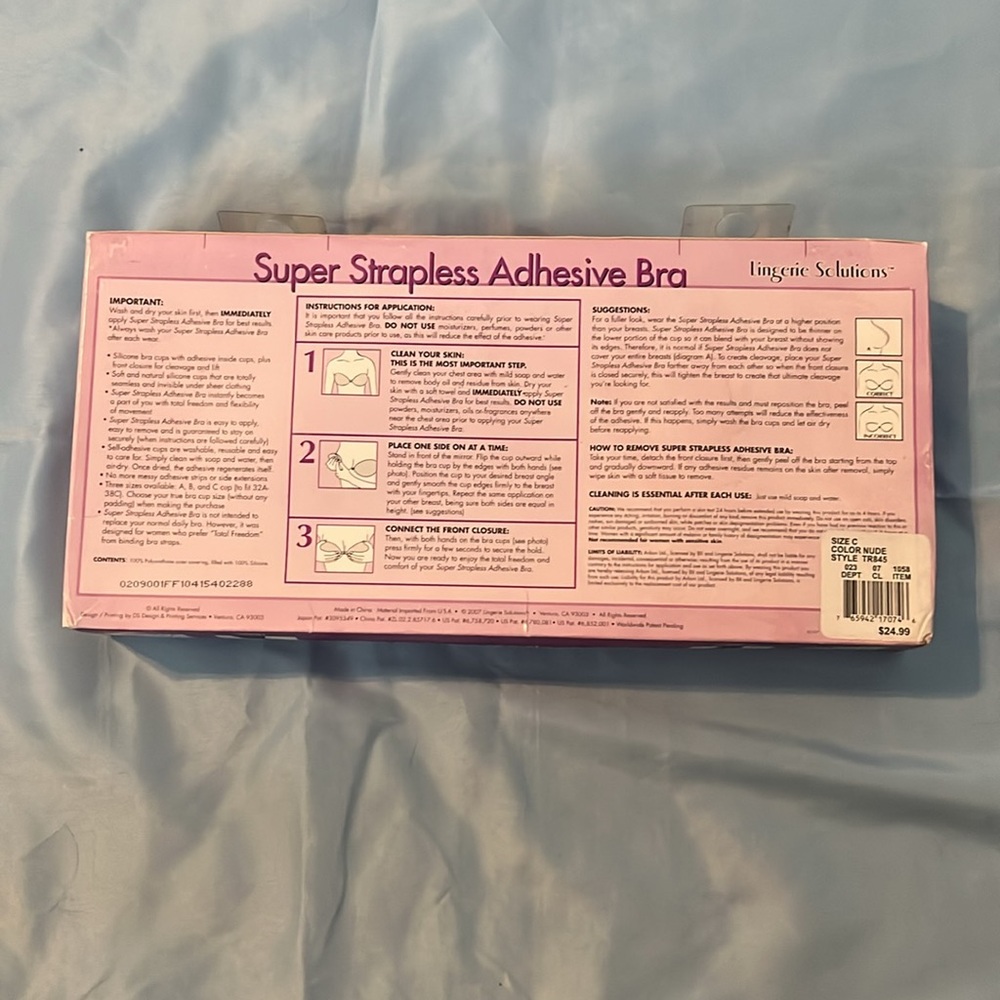 Lingerie Solutions Super Strapless Adhesive Bra - Picture 2 of 9
